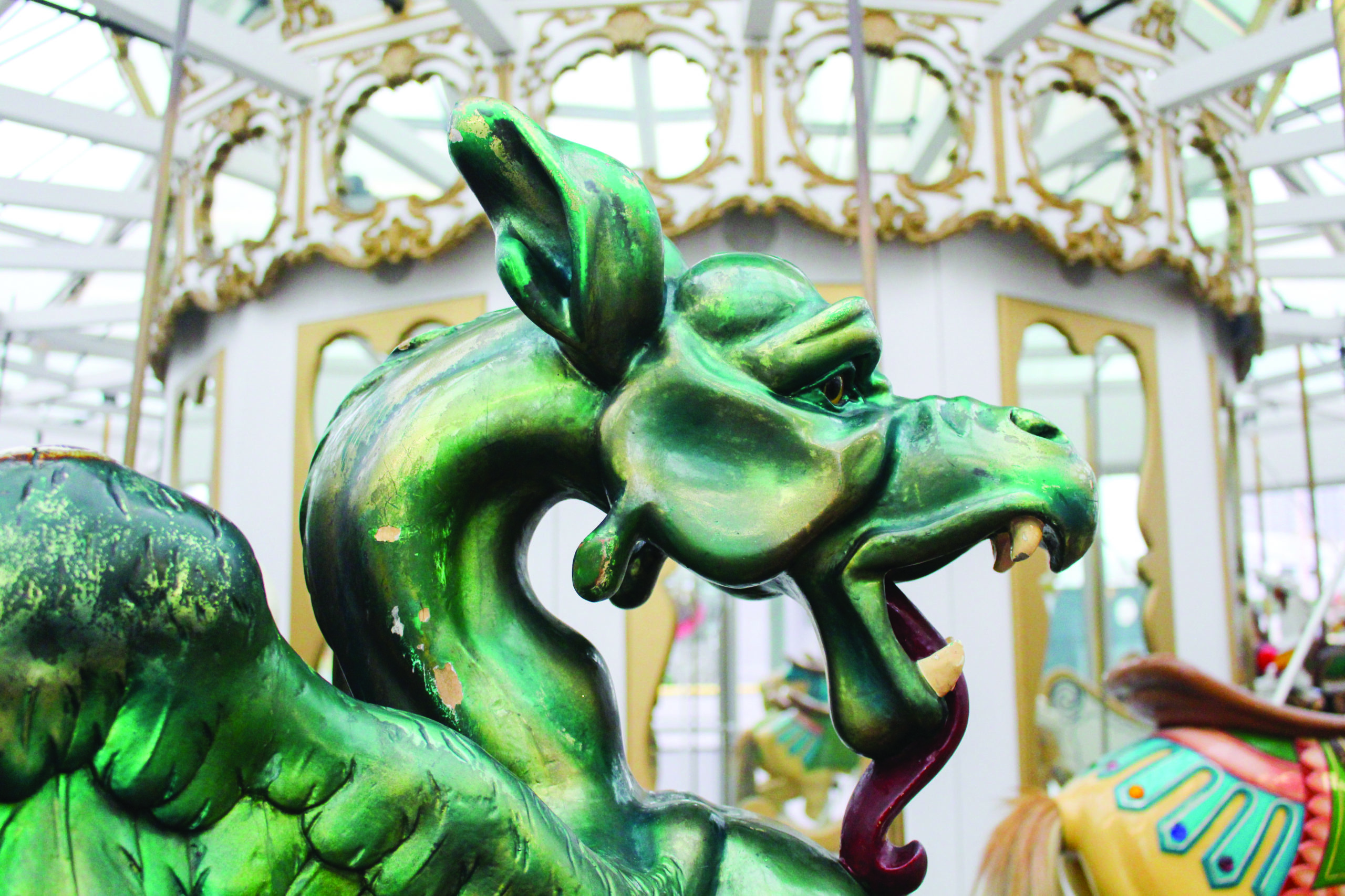 Green dragon Chariot Carousel head