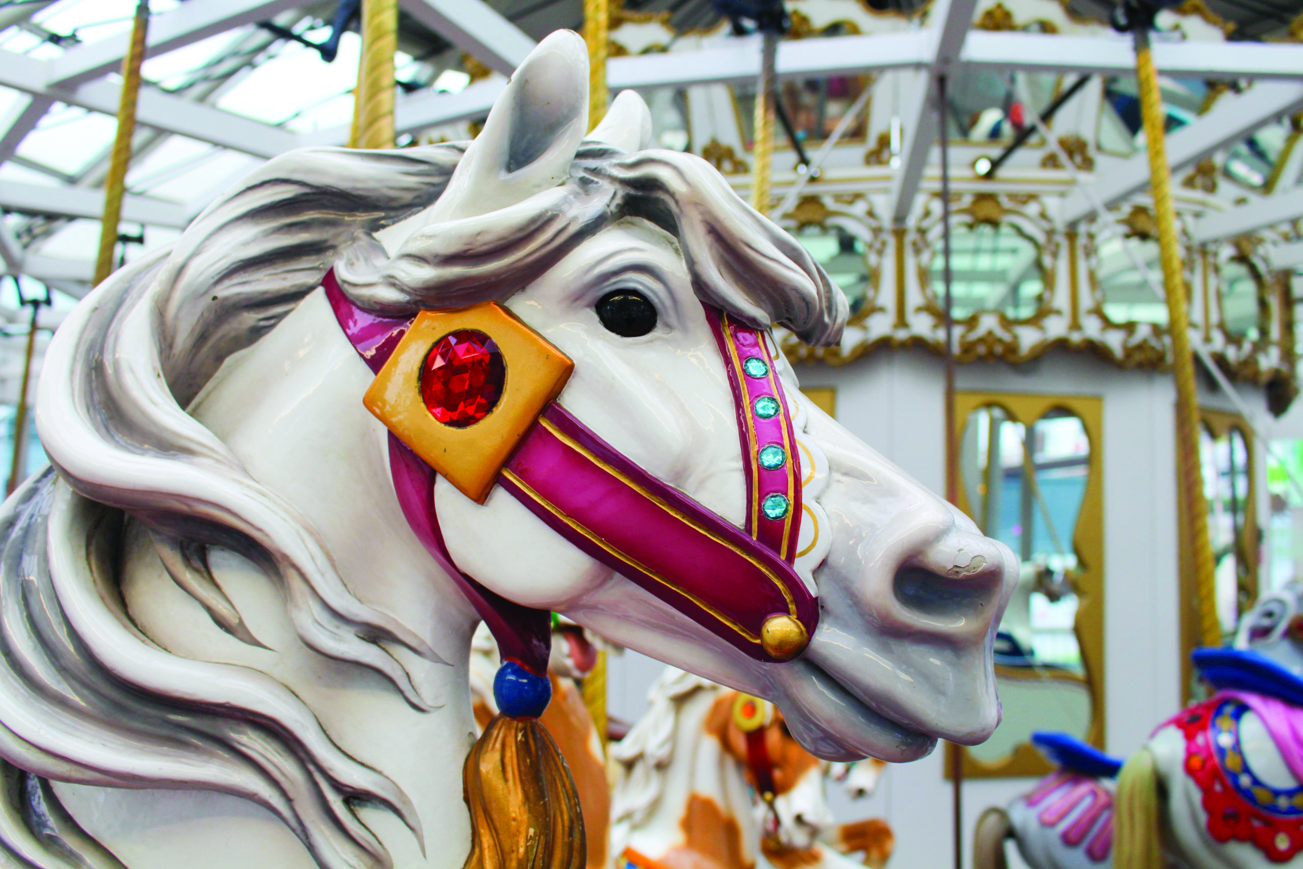 white carousel horse animal head
