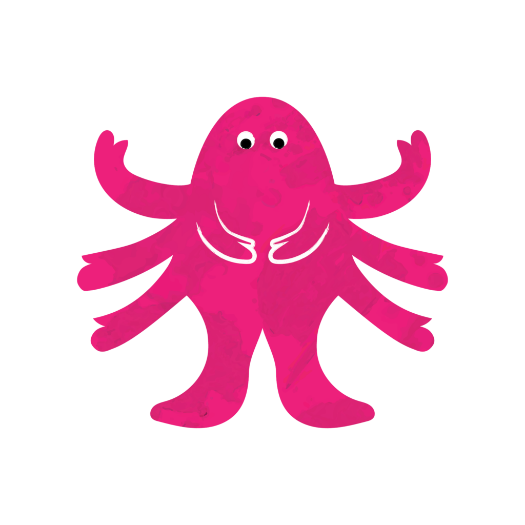 Rockto a purple octopus-like critter with headphones, rocks out in the Making Music Studio.