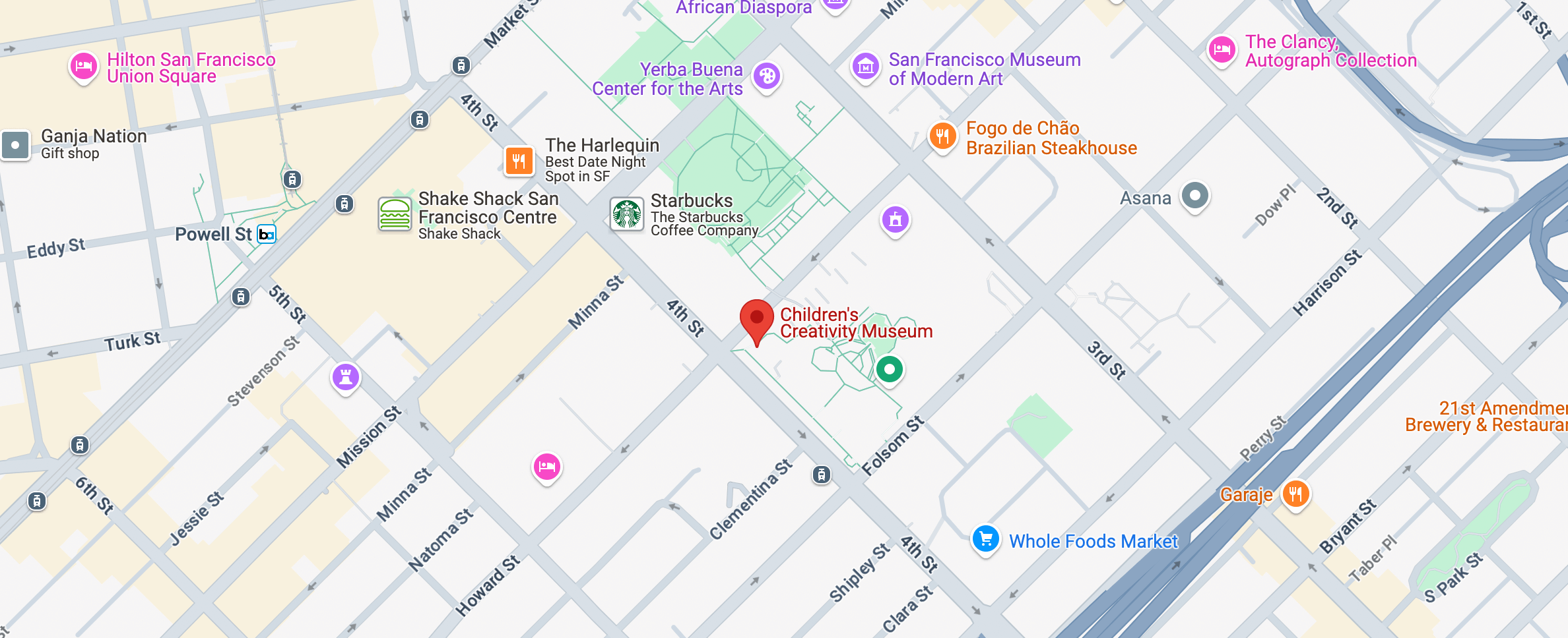 map of the neighborhood around the Children's Creativity Museum